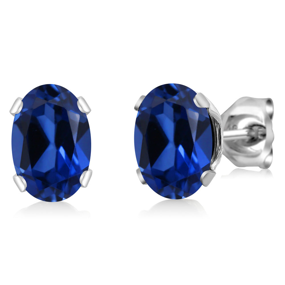 Blue Created Sapphire - September_Earrings in 925 Sterling Silver