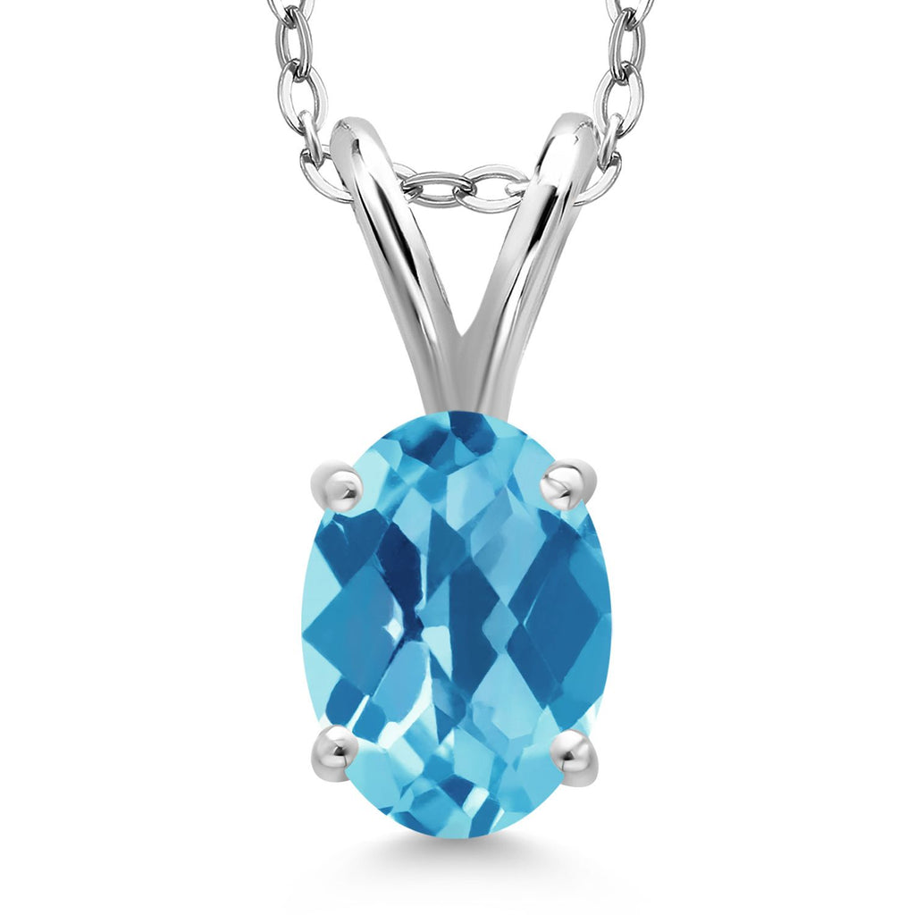 Swiss Blue Topaz-Checkerboard - November_Pendant in 925 Sterling Silver