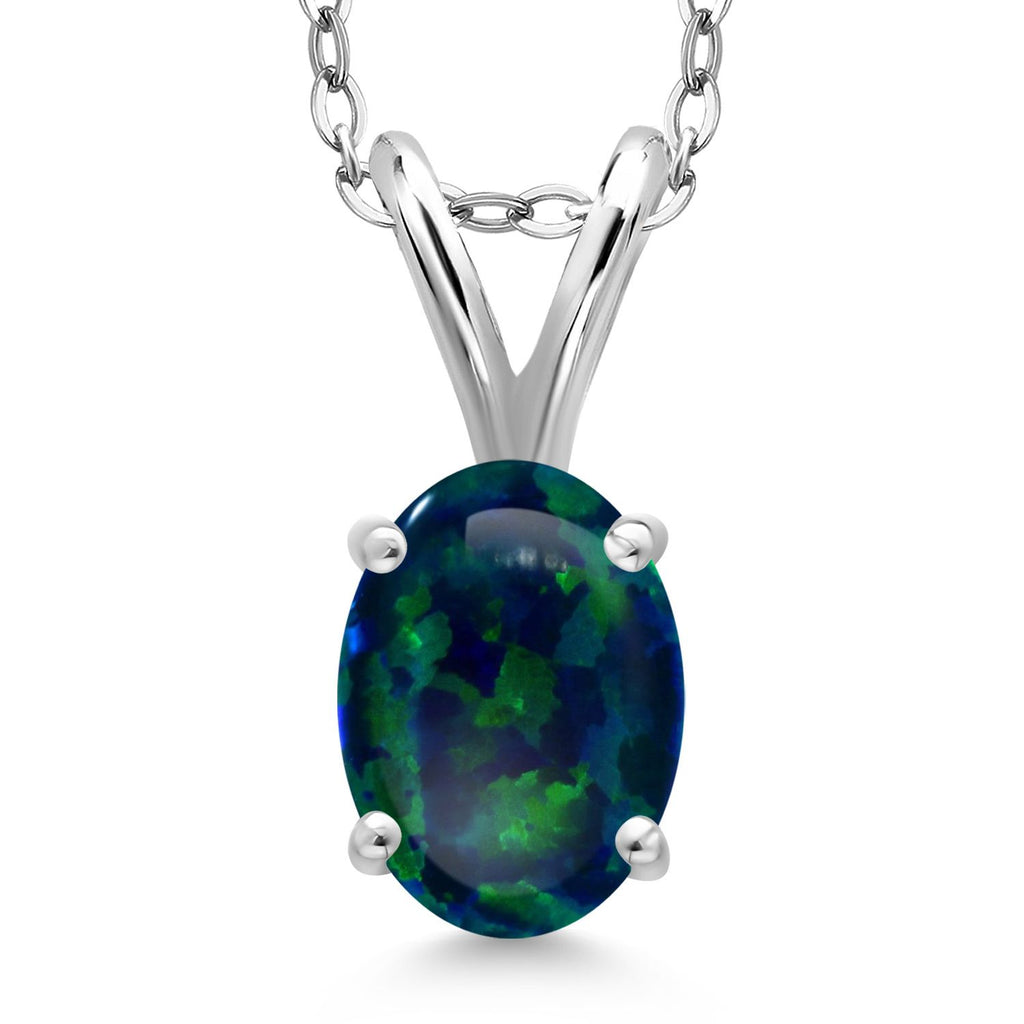 Gem Stone King 925 Sterling Silver Gemstone Birthstone Pendant Necklace for Women | Oval 7X5MM | With 18 Inch Chain | Fine Jewelry Gifts for Women Mom Wife Her