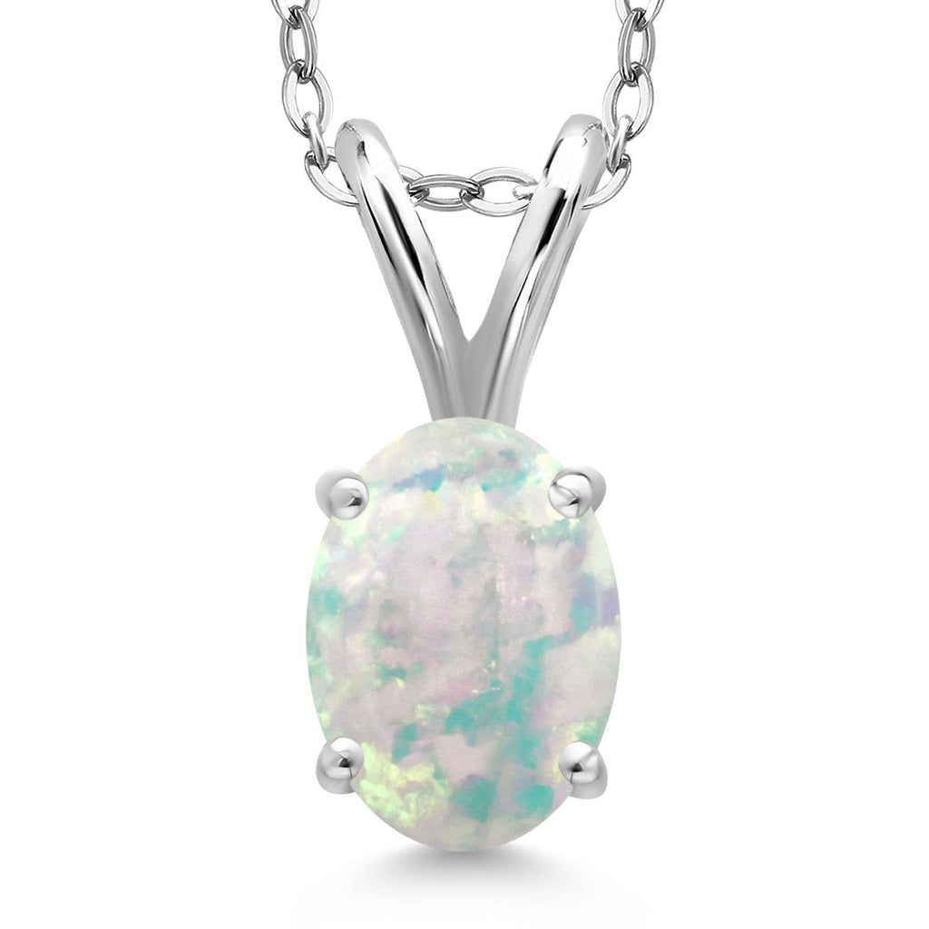 Gem Stone King 925 Sterling Silver Gemstone Birthstone Pendant Necklace for Women | Oval 7X5MM | With 18 Inch Chain | Fine Jewelry Gifts for Women Mom Wife Her