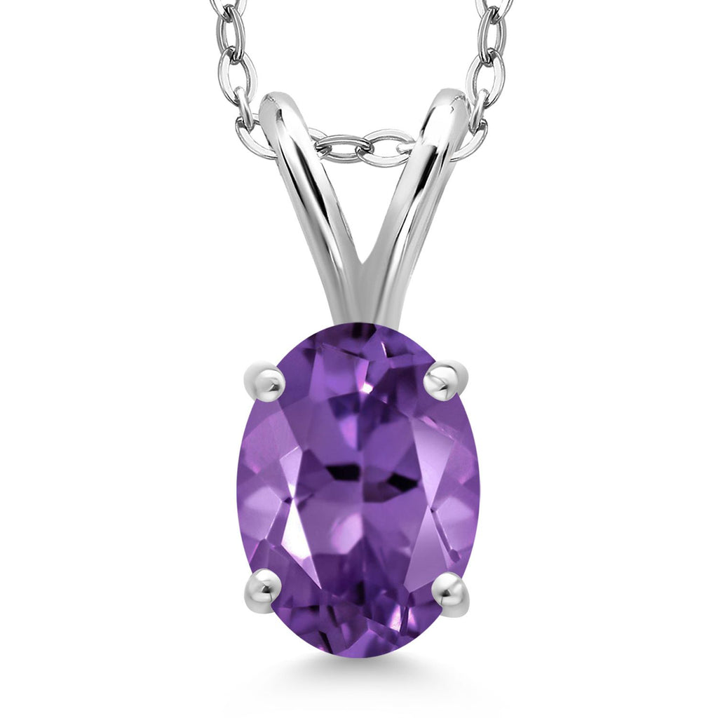 Gem Stone King 925 Sterling Silver Gemstone Birthstone Pendant Necklace for Women | Oval 7X5MM | With 18 Inch Chain | Fine Jewelry Gifts for Women Mom Wife Her