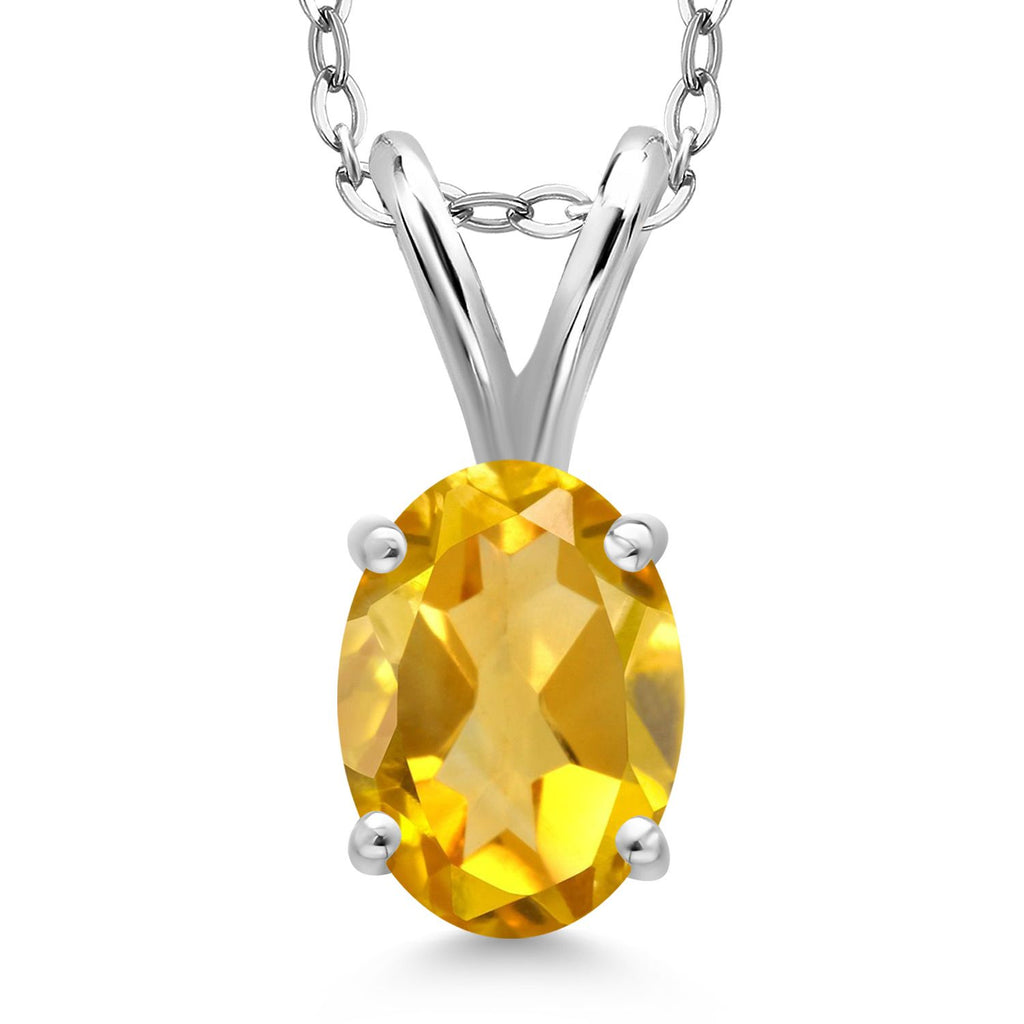 Gem Stone King 925 Sterling Silver Gemstone Birthstone Pendant Necklace for Women | Oval 7X5MM | With 18 Inch Chain | Fine Jewelry Gifts for Women Mom Wife Her