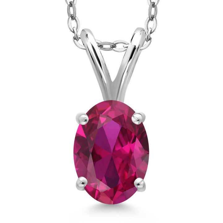 Gem Stone King 925 Sterling Silver Gemstone Birthstone Pendant Necklace for Women | Oval 7X5MM | With 18 Inch Chain | Fine Jewelry Gifts for Women Mom Wife Her
