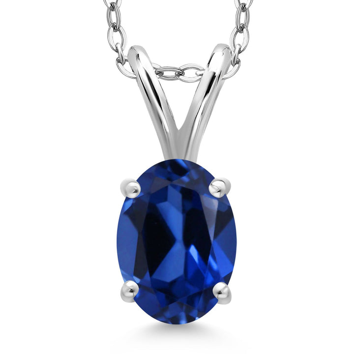 Gem Stone King 925 Sterling Silver Gemstone Birthstone Pendant Necklace for Women | Oval 7X5MM | With 18 Inch Chain | Fine Jewelry Gifts for Women Mom Wife Her