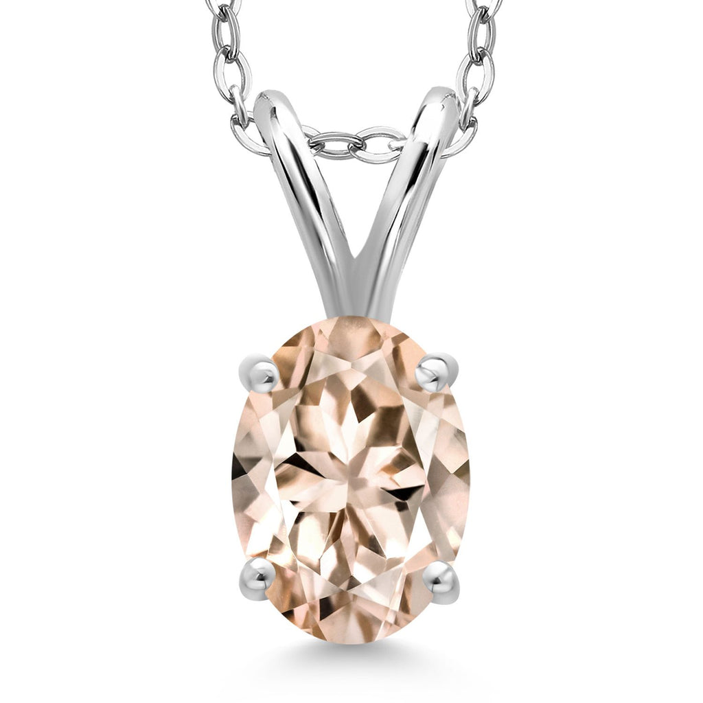 Gem Stone King 925 Sterling Silver Gemstone Birthstone Pendant Necklace for Women | Oval 7X5MM | With 18 Inch Chain | Fine Jewelry Gifts for Women Mom Wife Her