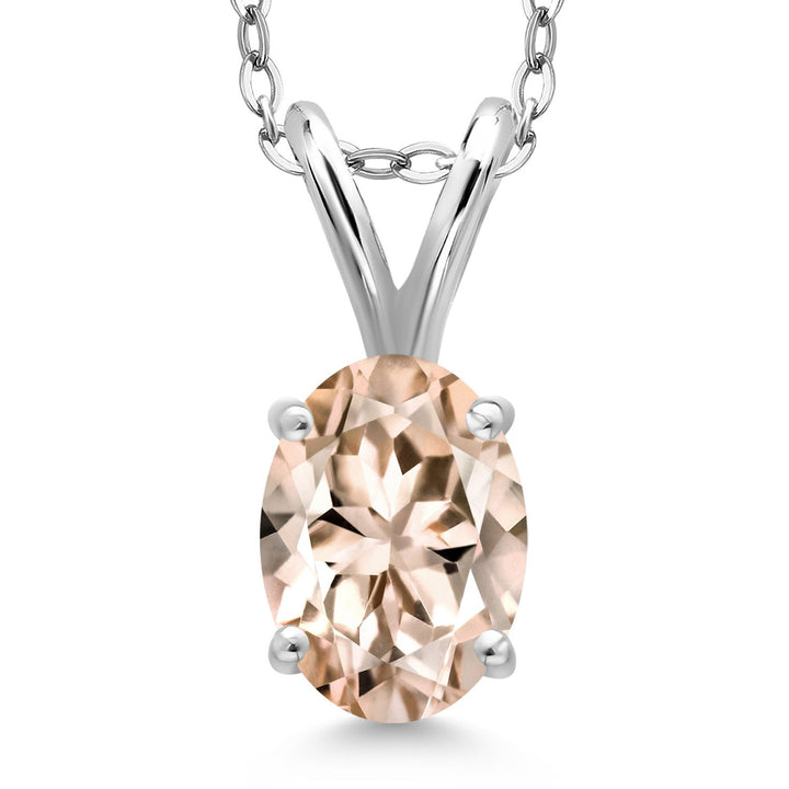 Gem Stone King 925 Sterling Silver Gemstone Birthstone Pendant Necklace for Women | Oval 7X5MM | With 18 Inch Chain | Fine Jewelry Gifts for Women Mom Wife Her
