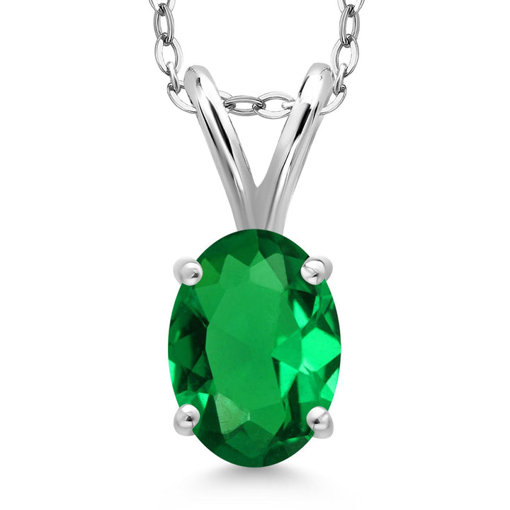 Gem Stone King 925 Sterling Silver Gemstone Birthstone Pendant Necklace for Women | Oval 7X5MM | With 18 Inch Chain | Fine Jewelry Gifts for Women Mom Wife Her