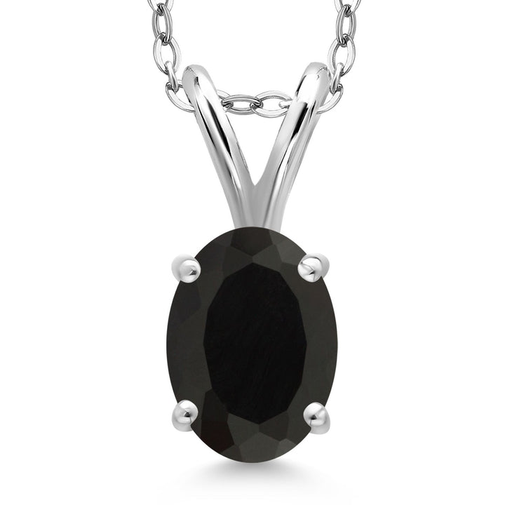 Gem Stone King 925 Sterling Silver Gemstone Birthstone Pendant Necklace for Women | Oval 7X5MM | With 18 Inch Chain | Fine Jewelry Gifts for Women Mom Wife Her