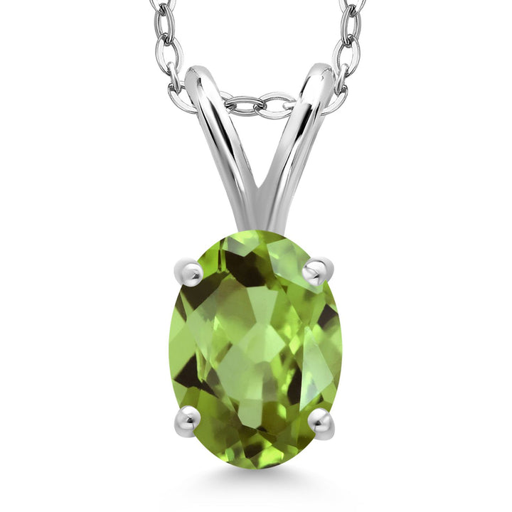Gem Stone King 925 Sterling Silver Gemstone Birthstone Pendant Necklace for Women | Oval 7X5MM | With 18 Inch Chain | Fine Jewelry Gifts for Women Mom Wife Her