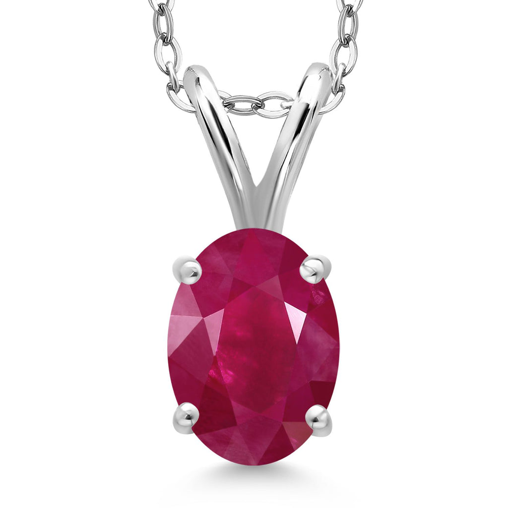 Gem Stone King 925 Sterling Silver Gemstone Birthstone Pendant Necklace for Women | Oval 7X5MM | With 18 Inch Chain | Fine Jewelry Gifts for Women Mom Wife Her