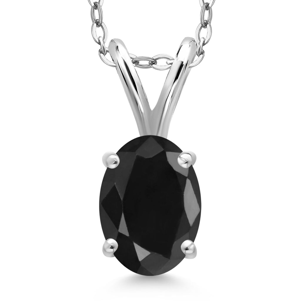 Black Sapphire - September_Pendant in 925 Sterling Silver