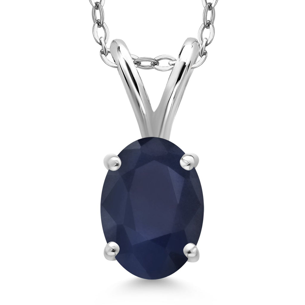 Gem Stone King 925 Sterling Silver Gemstone Birthstone Pendant Necklace for Women | Oval 7X5MM | With 18 Inch Chain | Fine Jewelry Gifts for Women Mom Wife Her