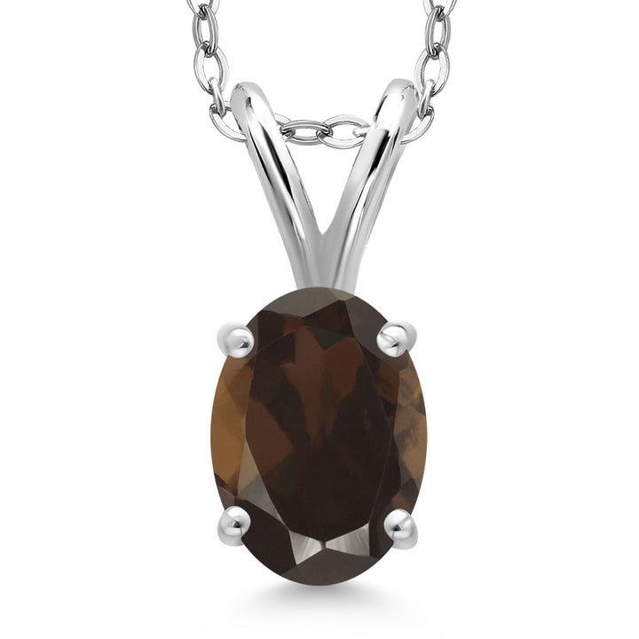 Gem Stone King 925 Sterling Silver Gemstone Birthstone Pendant Necklace for Women | Oval 7X5MM | With 18 Inch Chain | Fine Jewelry Gifts for Women Mom Wife Her