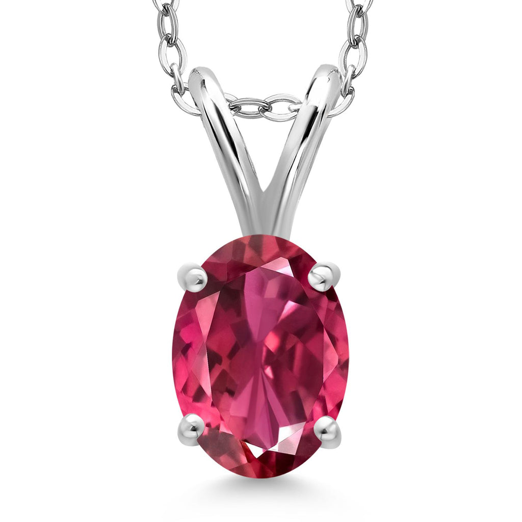 Gem Stone King 925 Sterling Silver Gemstone Birthstone Pendant Necklace for Women | Oval 7X5MM | With 18 Inch Chain | Fine Jewelry Gifts for Women Mom Wife Her