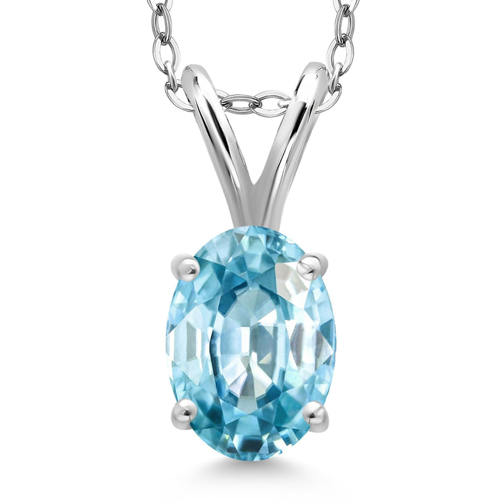 Gem Stone King 925 Sterling Silver Gemstone Birthstone Pendant Necklace for Women | Oval 7X5MM | With 18 Inch Chain | Fine Jewelry Gifts for Women Mom Wife Her