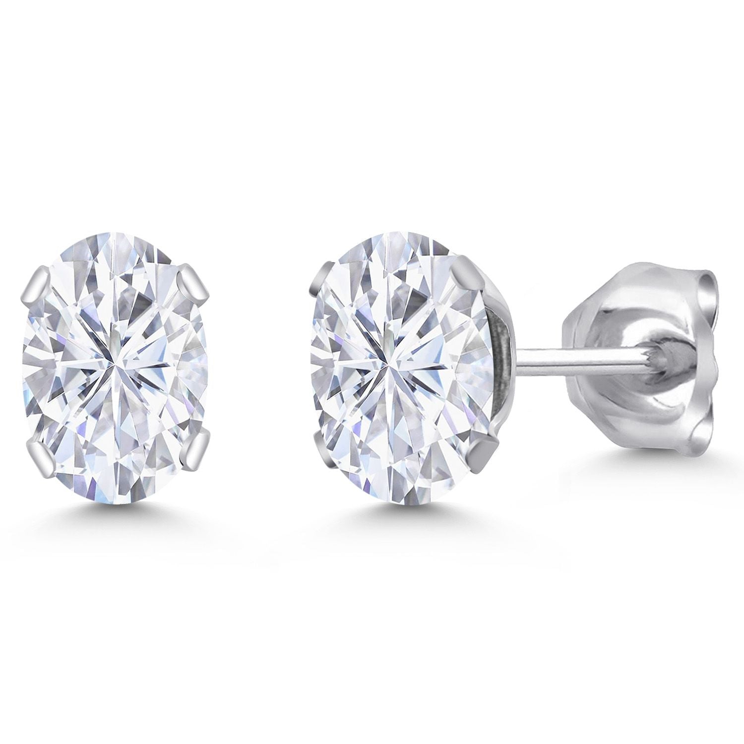 White Moissanite - April_Earrings in 925 Sterling Silver