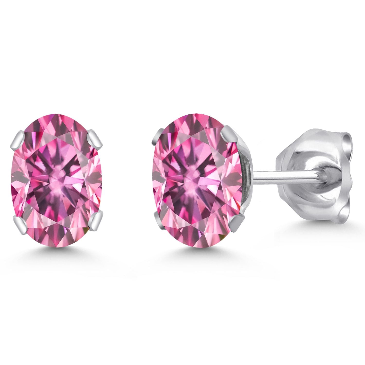 Pink Moissanite - April_Earrings in 925 Sterling Silver