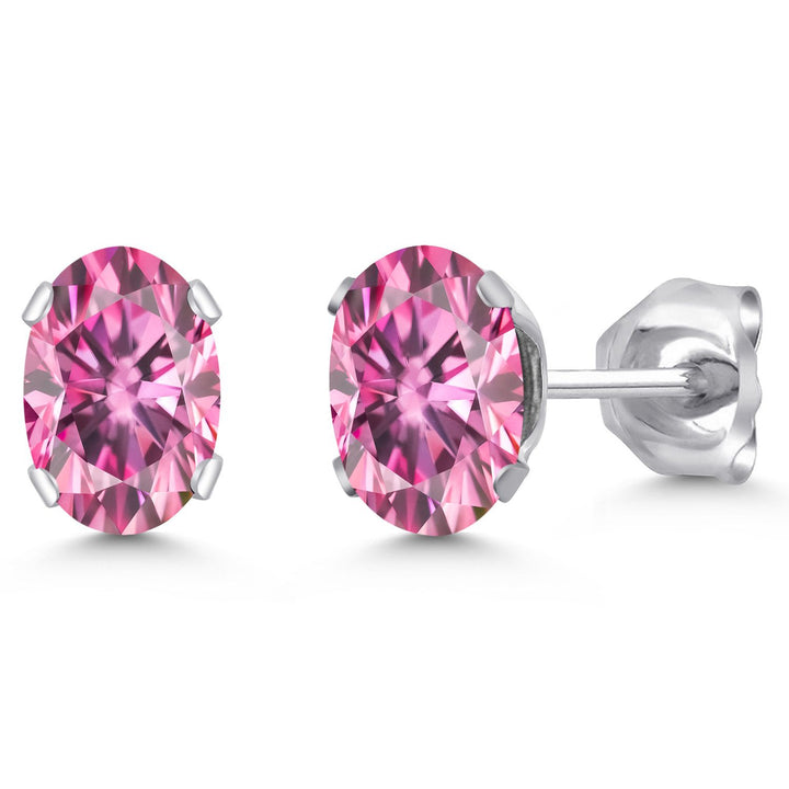 Pink Moissanite - April_Earrings in 925 Sterling Silver