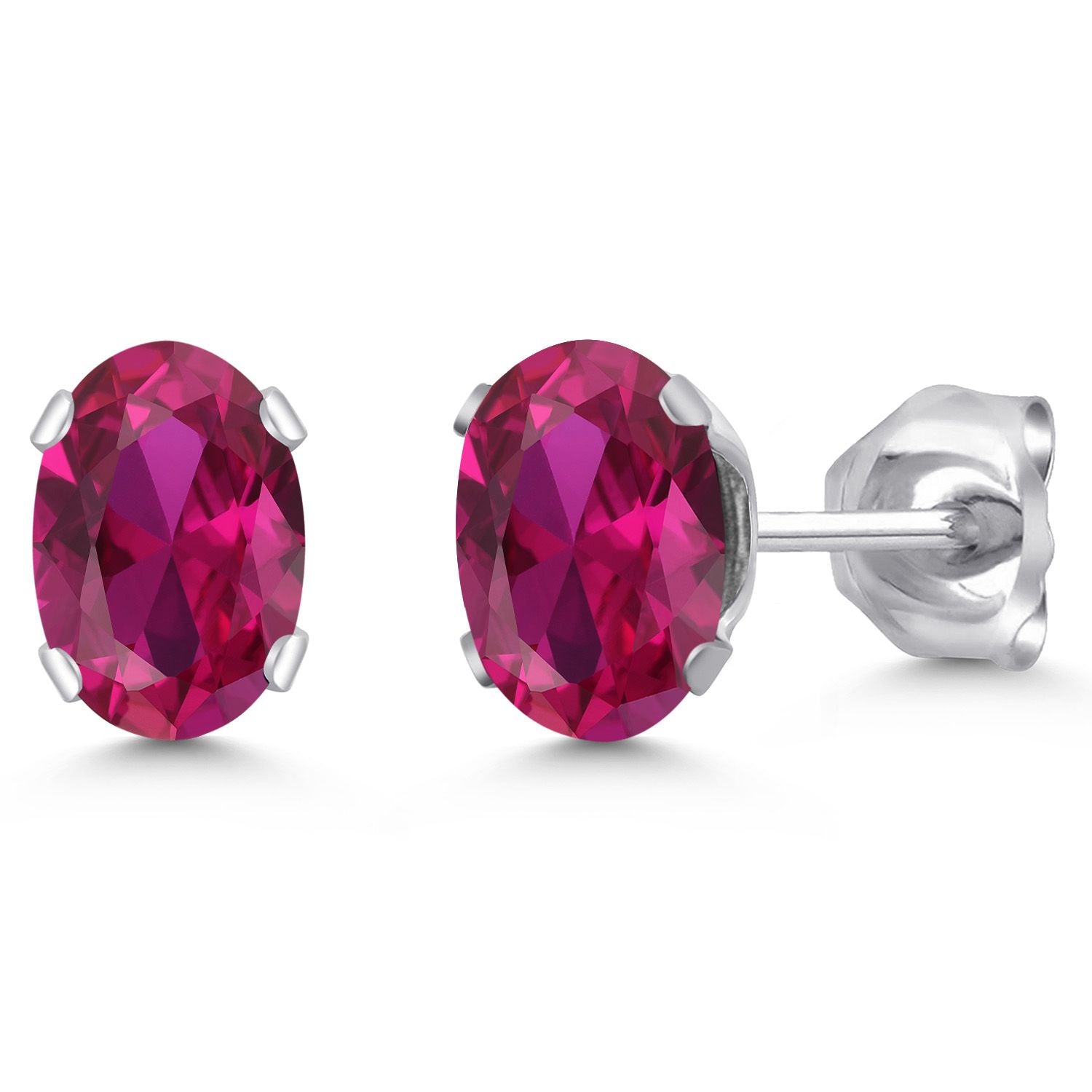 Created Ruby - July_Earrings in 925 Sterling Silver