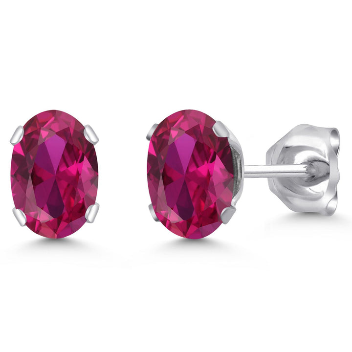 Created Ruby - July_Earrings in 925 Sterling Silver