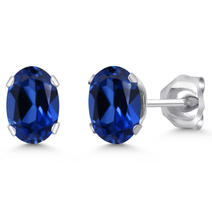 Blue Created Sapphire - September_Earrings in 925 Sterling Silver