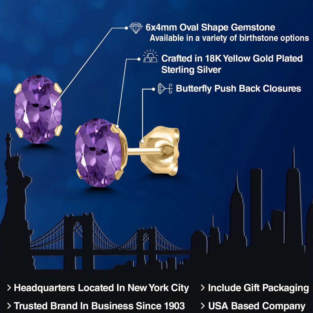 Purple_Earrings in 925 Yellow Gold Plated Silver