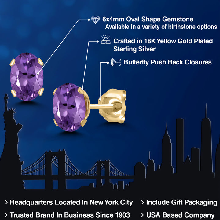 Purple_Earrings in 18K Yellow Gold Plated Silver