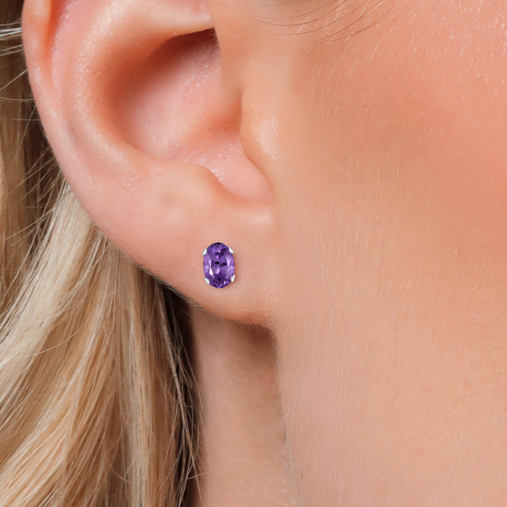 Purple_Earrings in 925 Yellow Gold Plated Silver