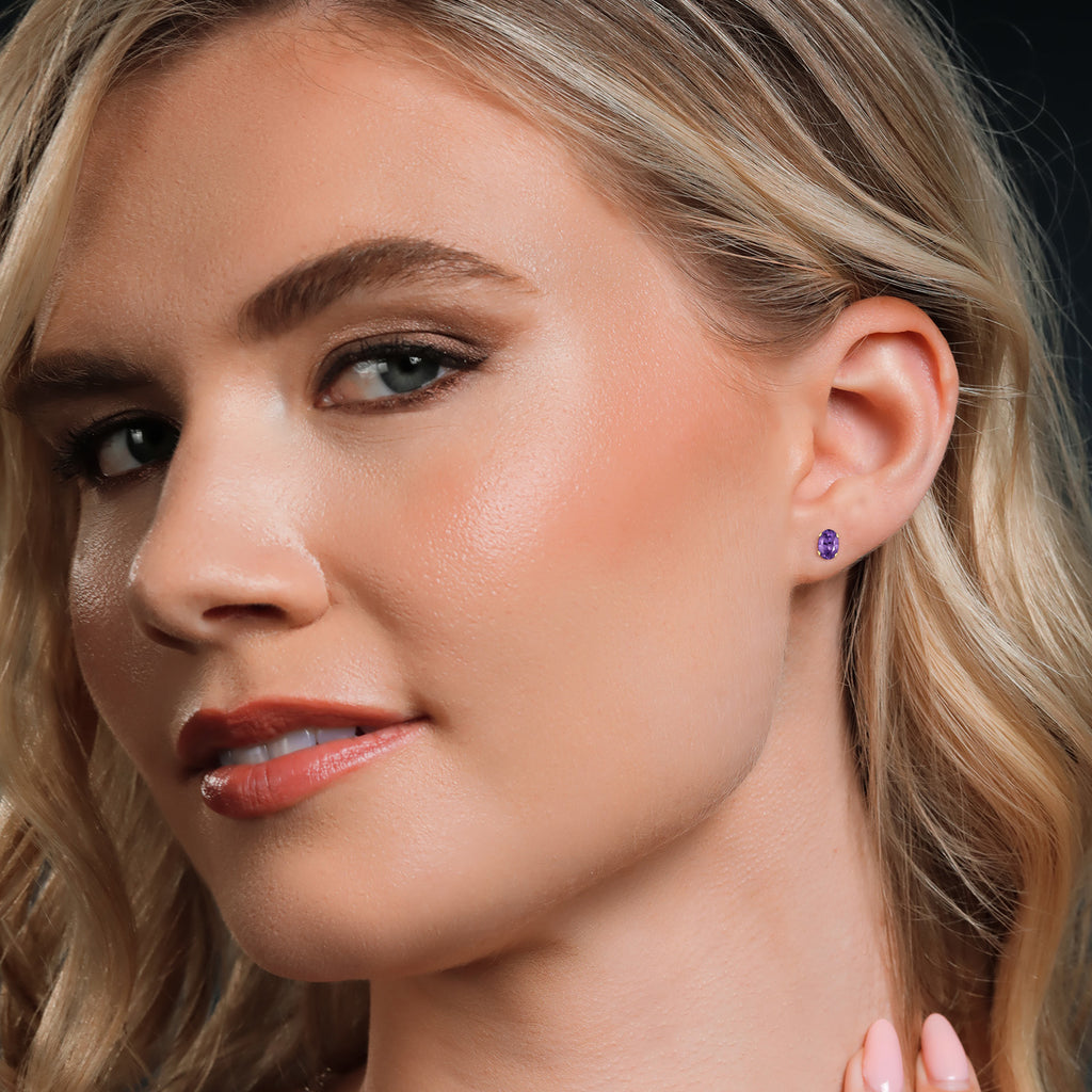 Purple_Earrings in 925 Yellow Gold Plated Silver