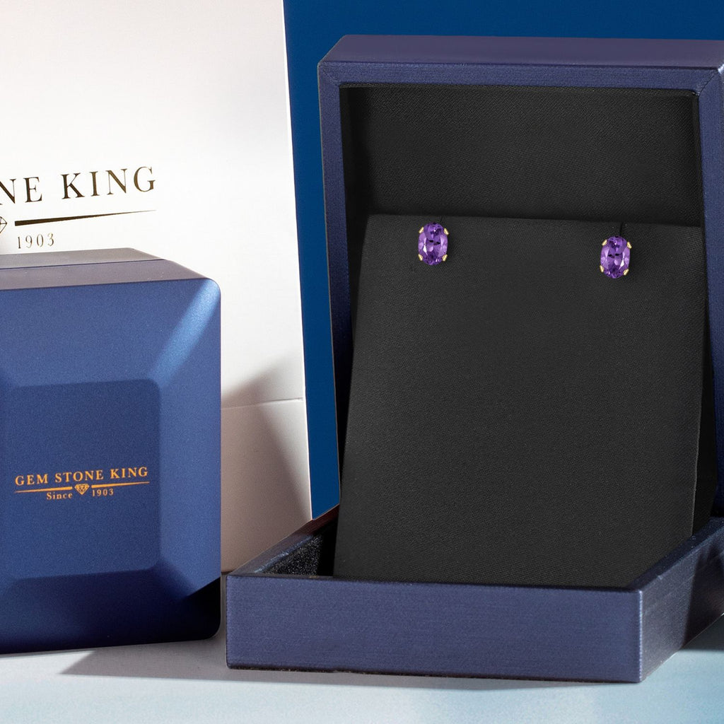 Purple_Earrings in 925 Yellow Gold Plated Silver