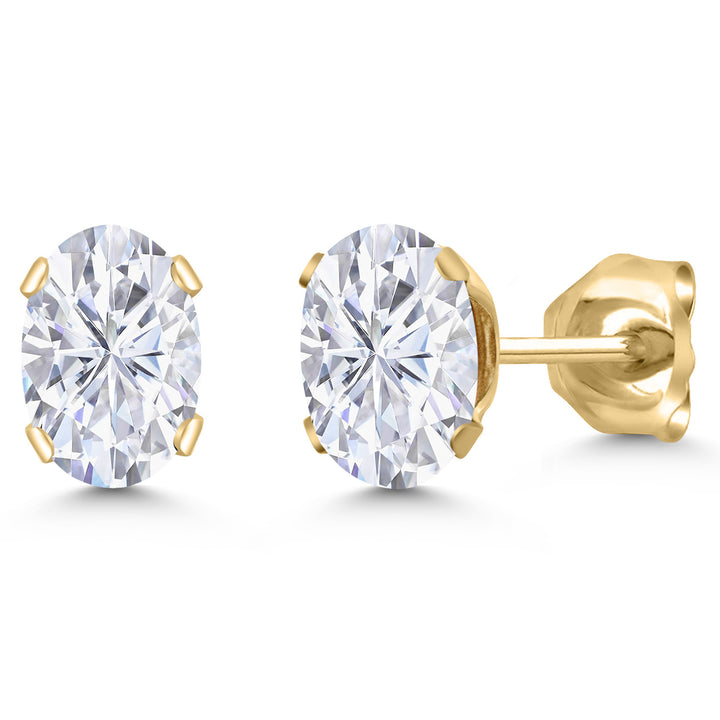 Gem Stone King 18K Yellow Gold Plated Silver Gemstone Birthstone Oval Stud Earrings For Women Men | 6X4MM | Secure Pushback | Fine Jewelry Gift for Her Him