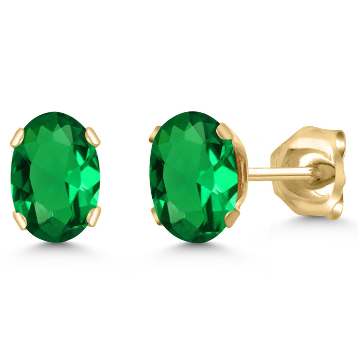 Gem Stone King 18K Yellow Gold Plated Silver Gemstone Birthstone Oval Stud Earrings For Women Men | 6X4MM | Secure Pushback | Fine Jewelry Gift for Her Him