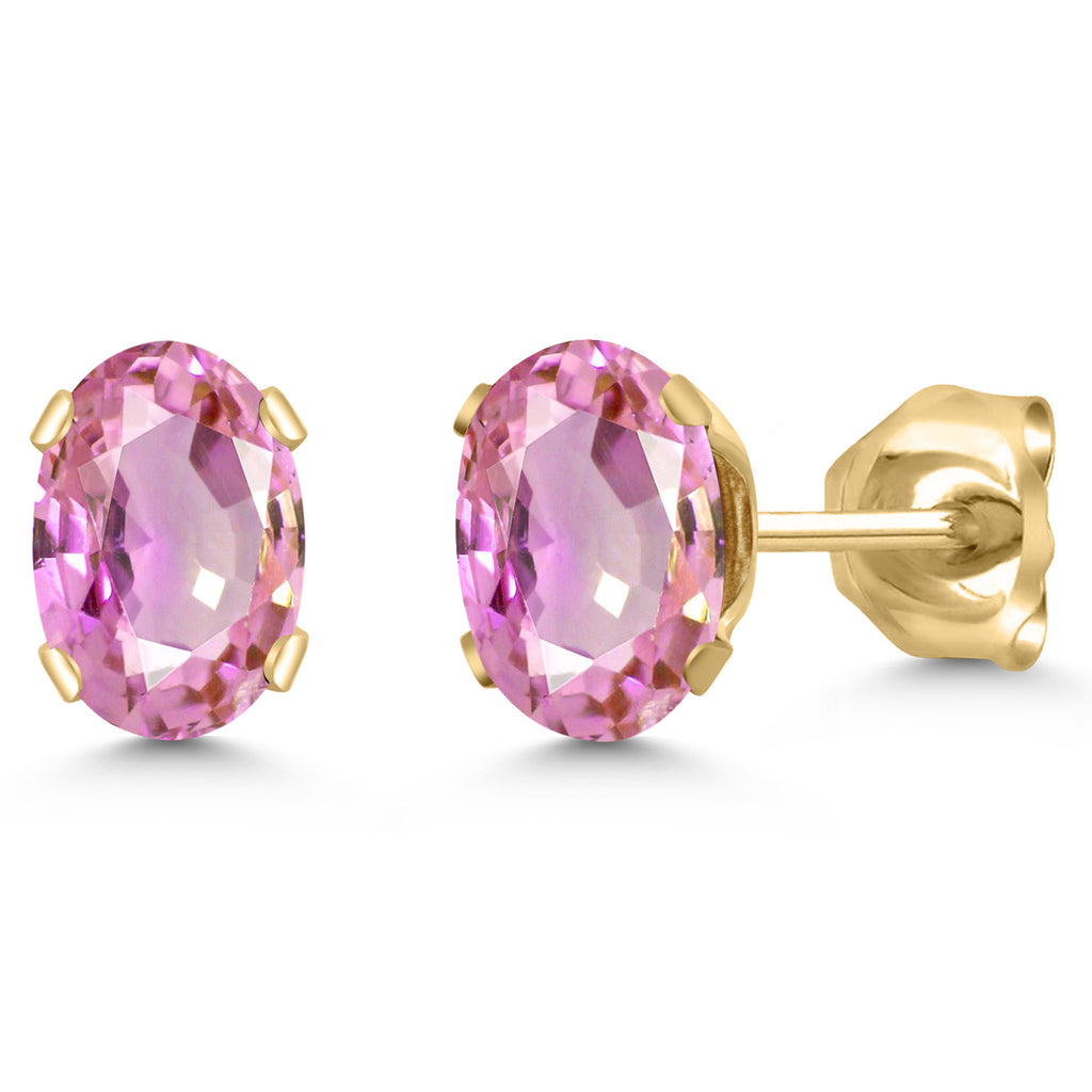 Pink Sapphire_Earrings in 925 Yellow Gold Plated Silver