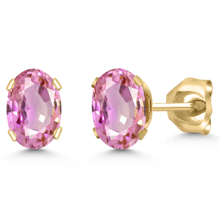 Gem Stone King 18K Yellow Gold Plated Silver Gemstone Birthstone Oval Stud Earrings For Women Men | 6X4MM | Secure Pushback | Fine Jewelry Gift for Her Him