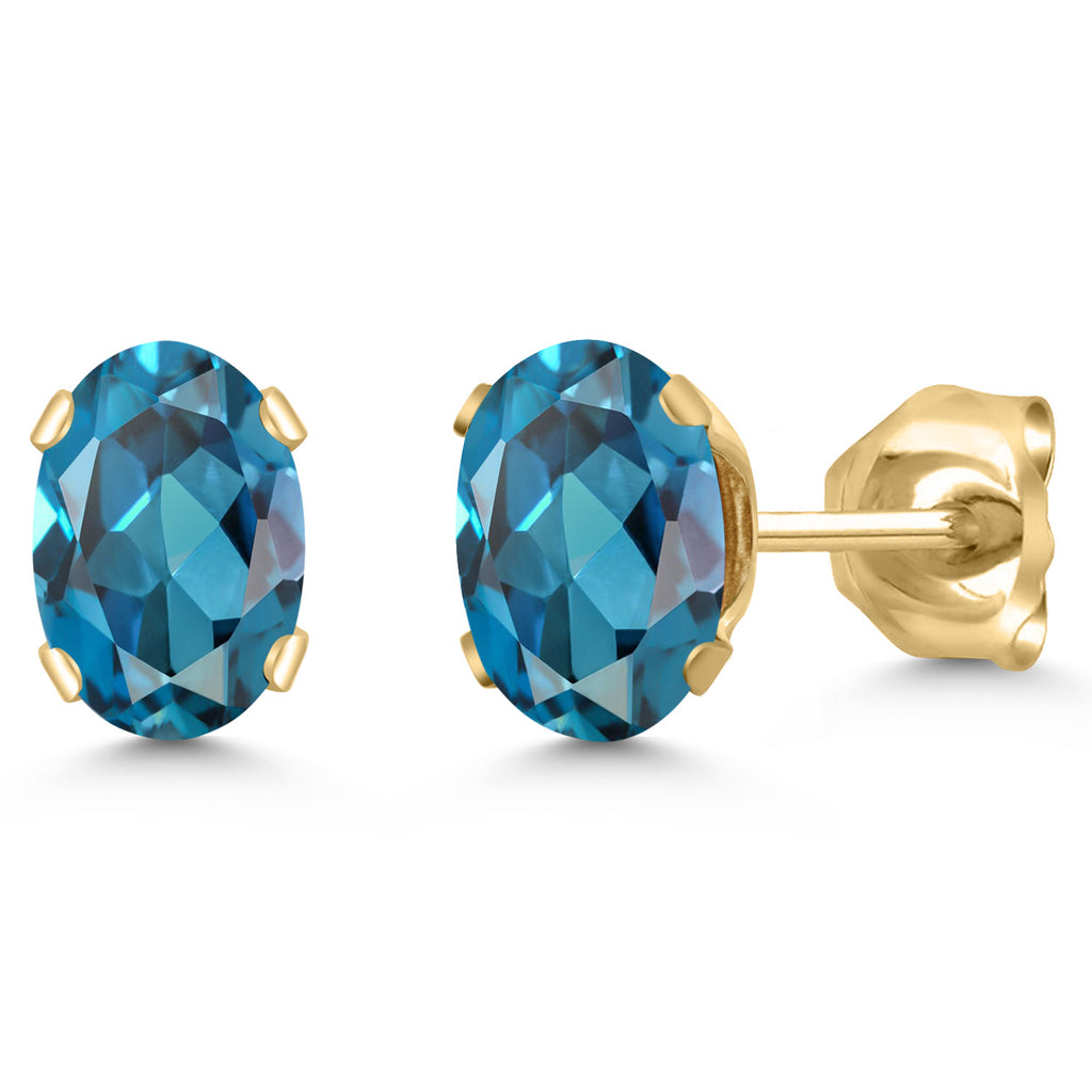 London Blue Topaz_Earrings in 925 Yellow Gold Plated Silver