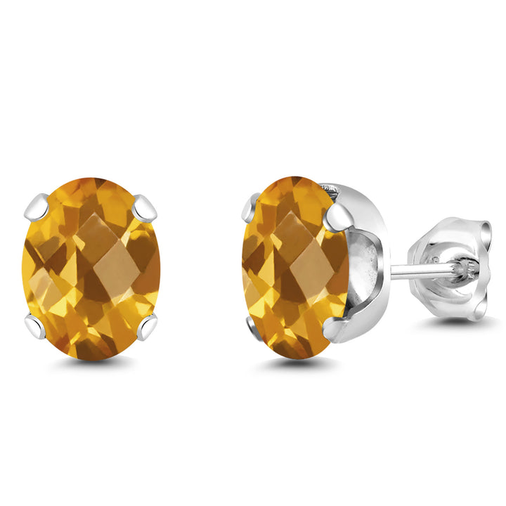 Citrine-Checkerboard - November_Earrings in 925 Sterling Silver