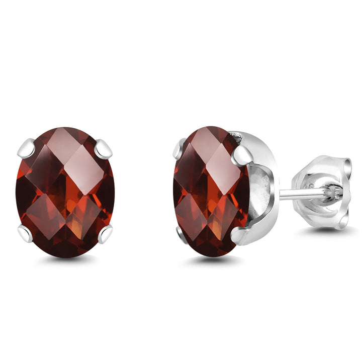 Garnet-Checkerboard - January_Earrings in 925 Sterling Silver
