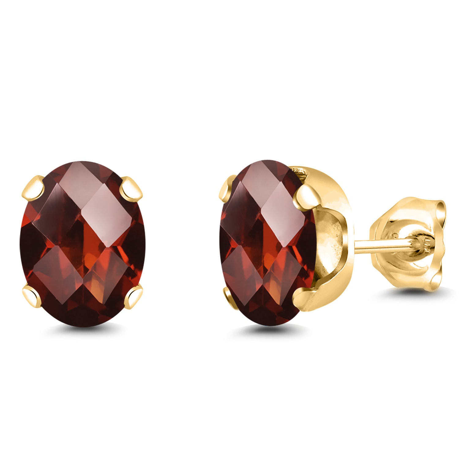 Garnet-Checkerboard - January_Earrings in 925 Yellow Gold Plated Silver