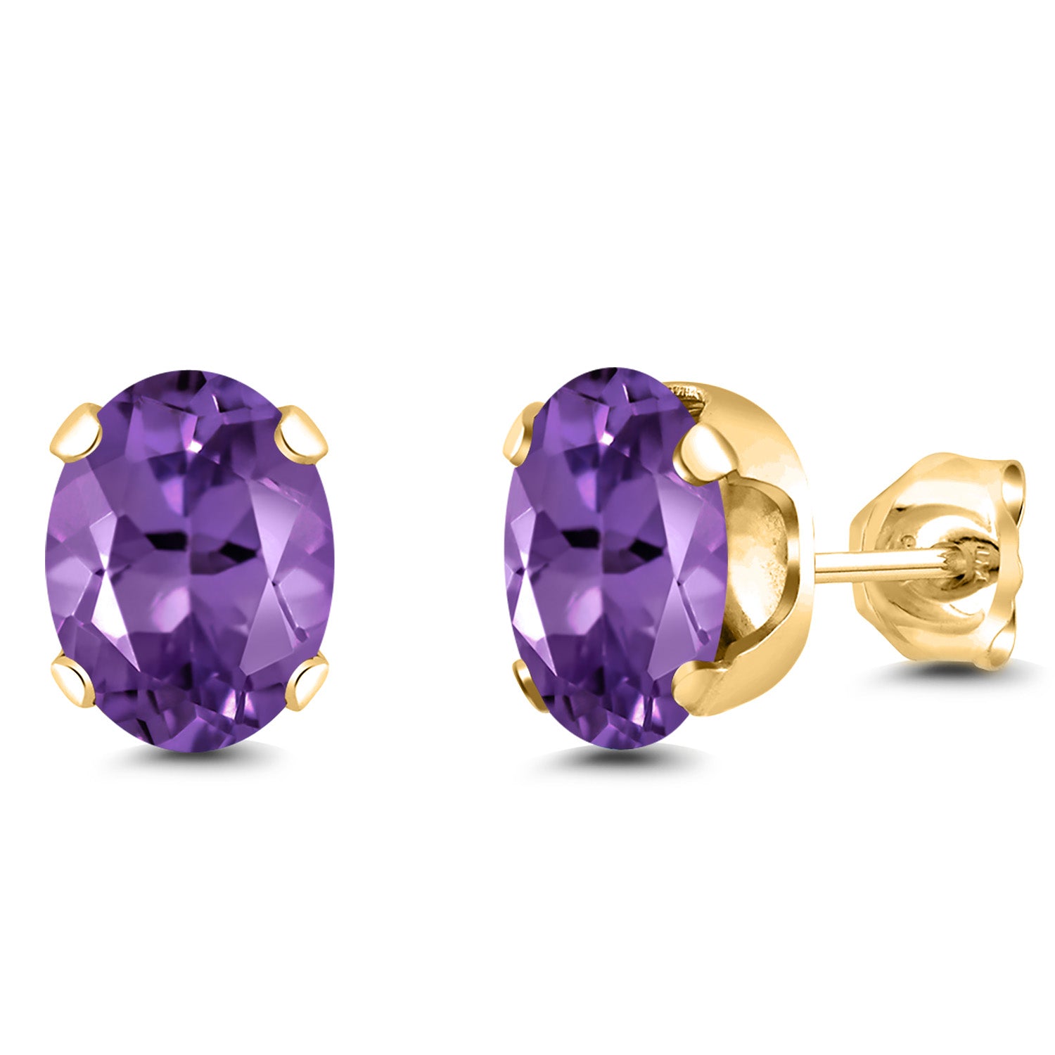 Amethyst - February_Earrings in 925 Yellow Gold Plated Silver