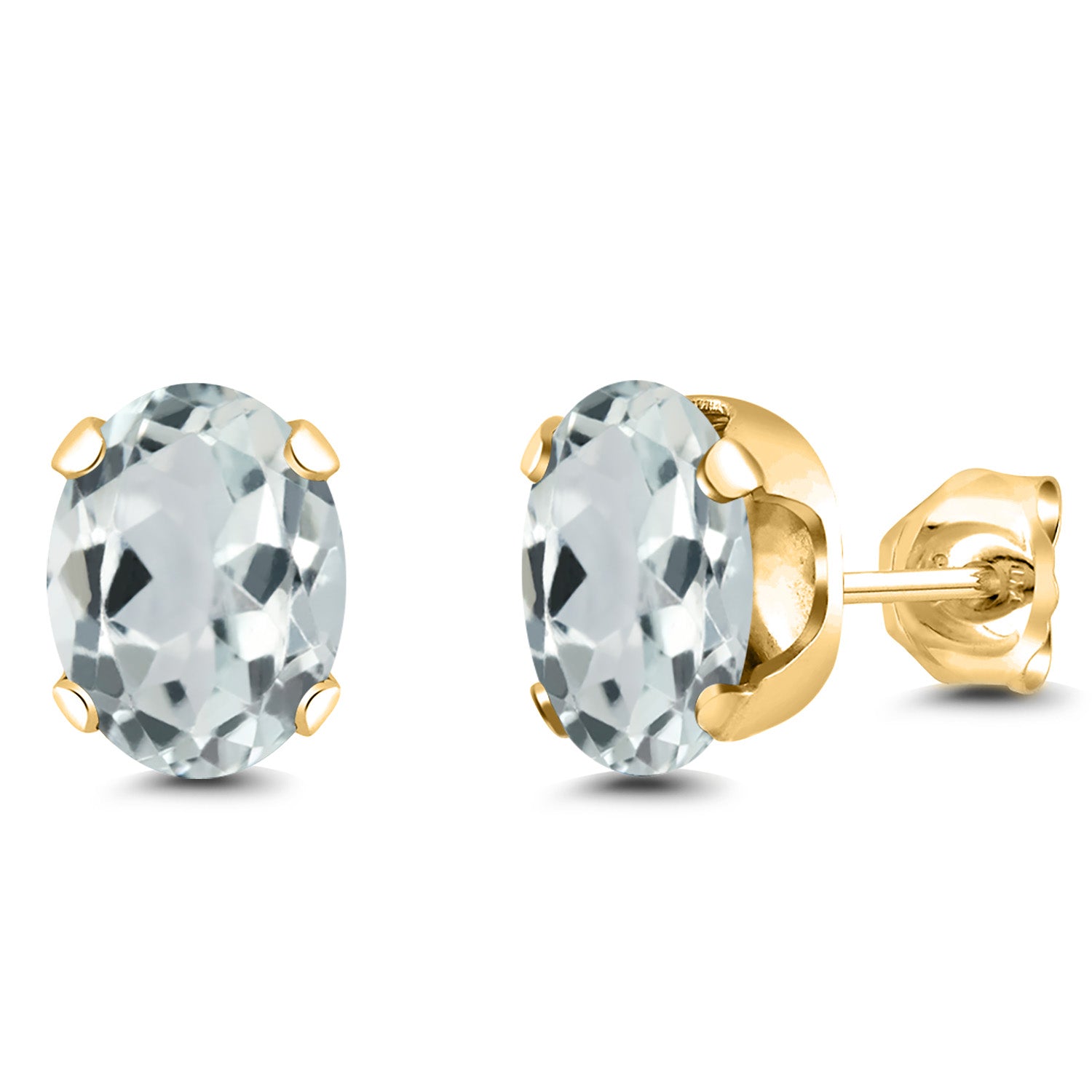 Aquamarine - March_Earrings in 925 Yellow Gold Plated Silver