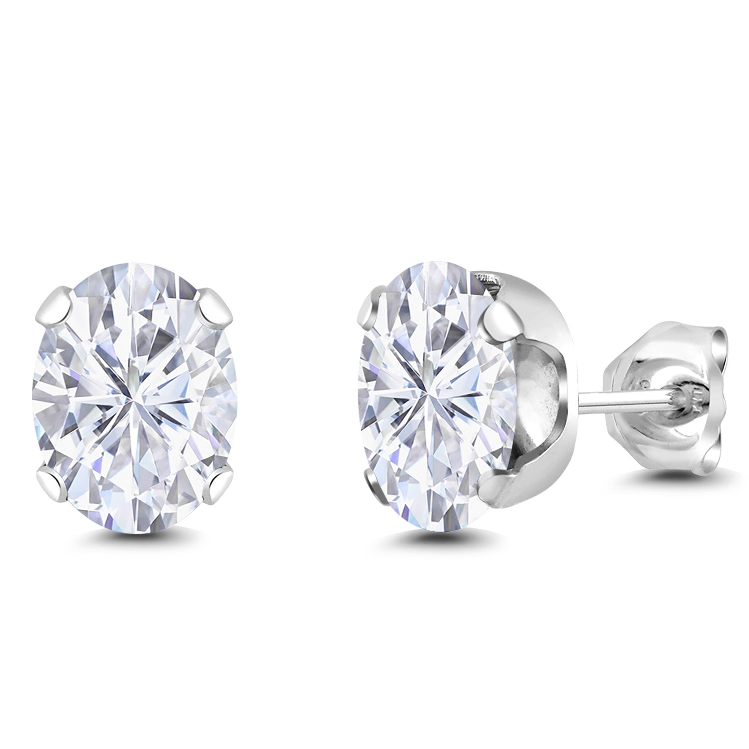 White Moissanite - April_Earrings in 925 Sterling Silver