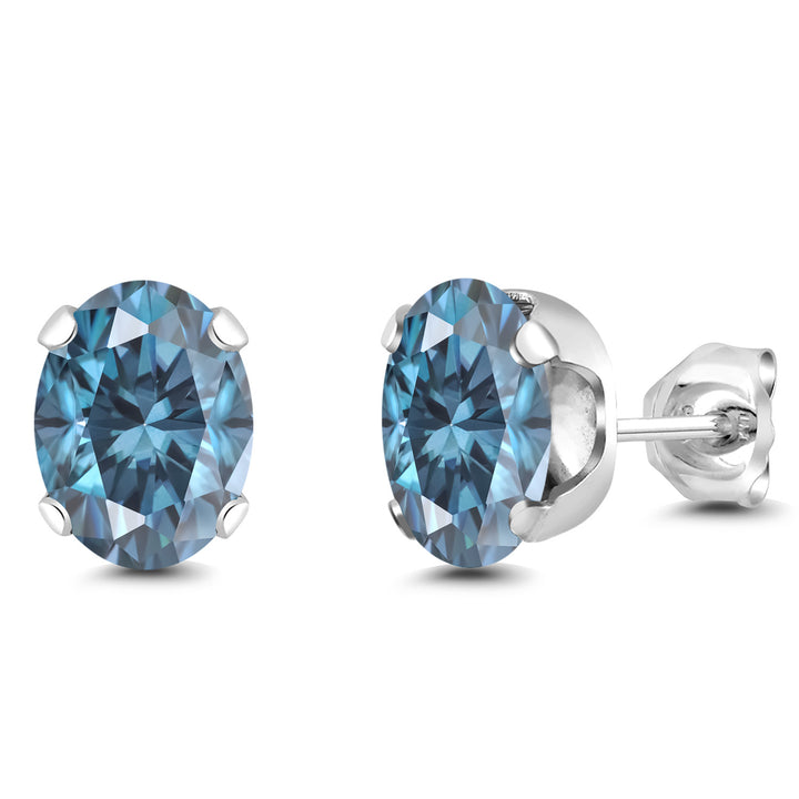 Persian Blue Moissanite - April_Earrings in 925 Sterling Silver