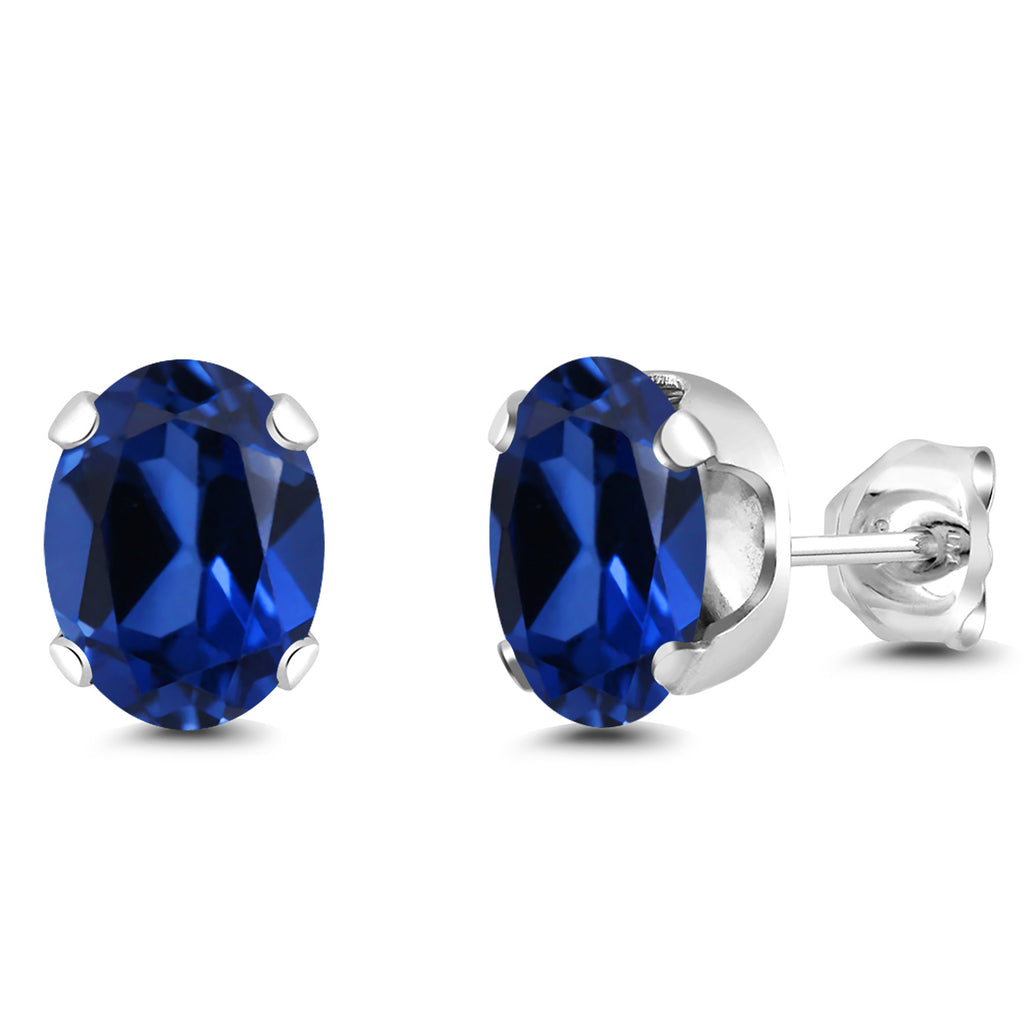 Blue Created Sapphire - September_Earrings in 925 Sterling Silver