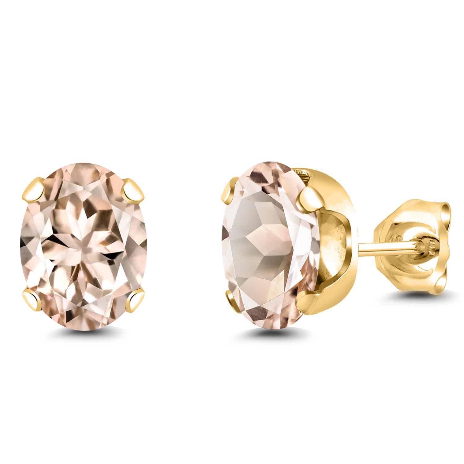 Morganite - October_Earrings in 925 Yellow Gold Plated Silver
