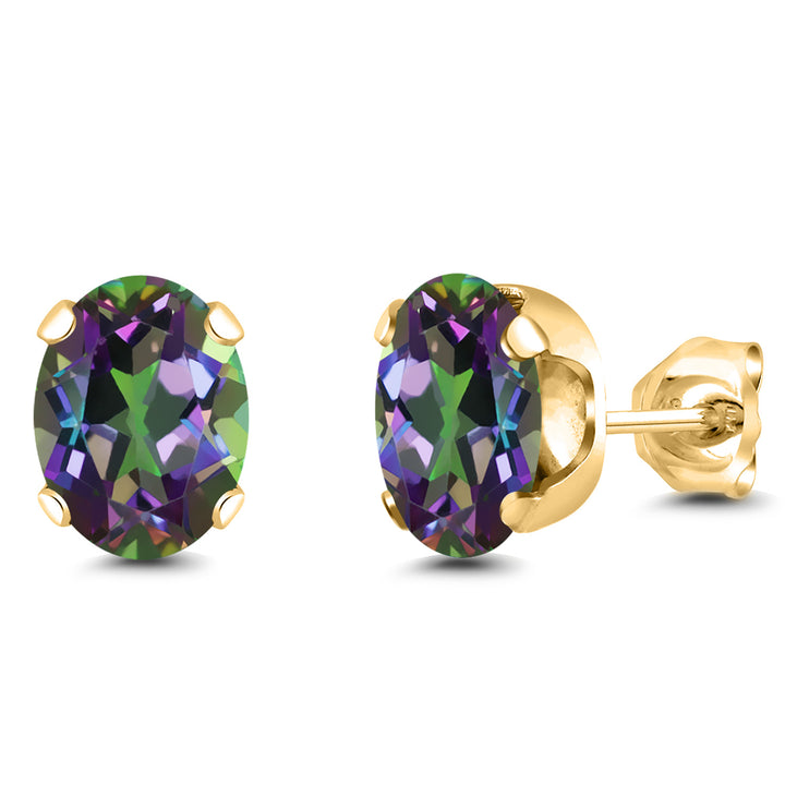 Green Mystic Topaz_Earrings in 925 Yellow Gold Plated Silver