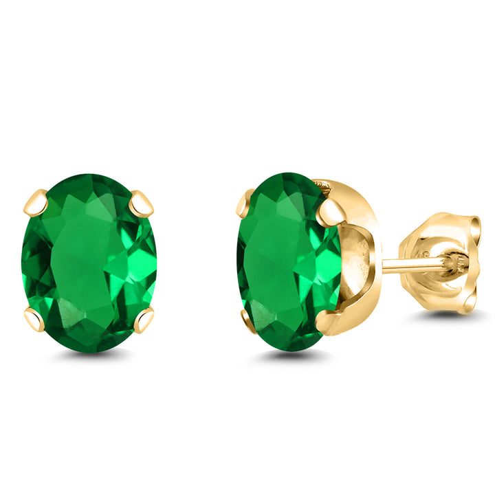 Nano Emerald - May_Earrings in 925 Yellow Gold Plated Silver