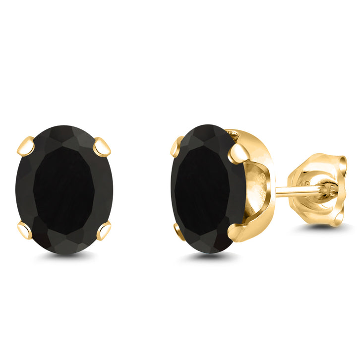 Onyx - December_Earrings in 925 Yellow Gold Plated Silver