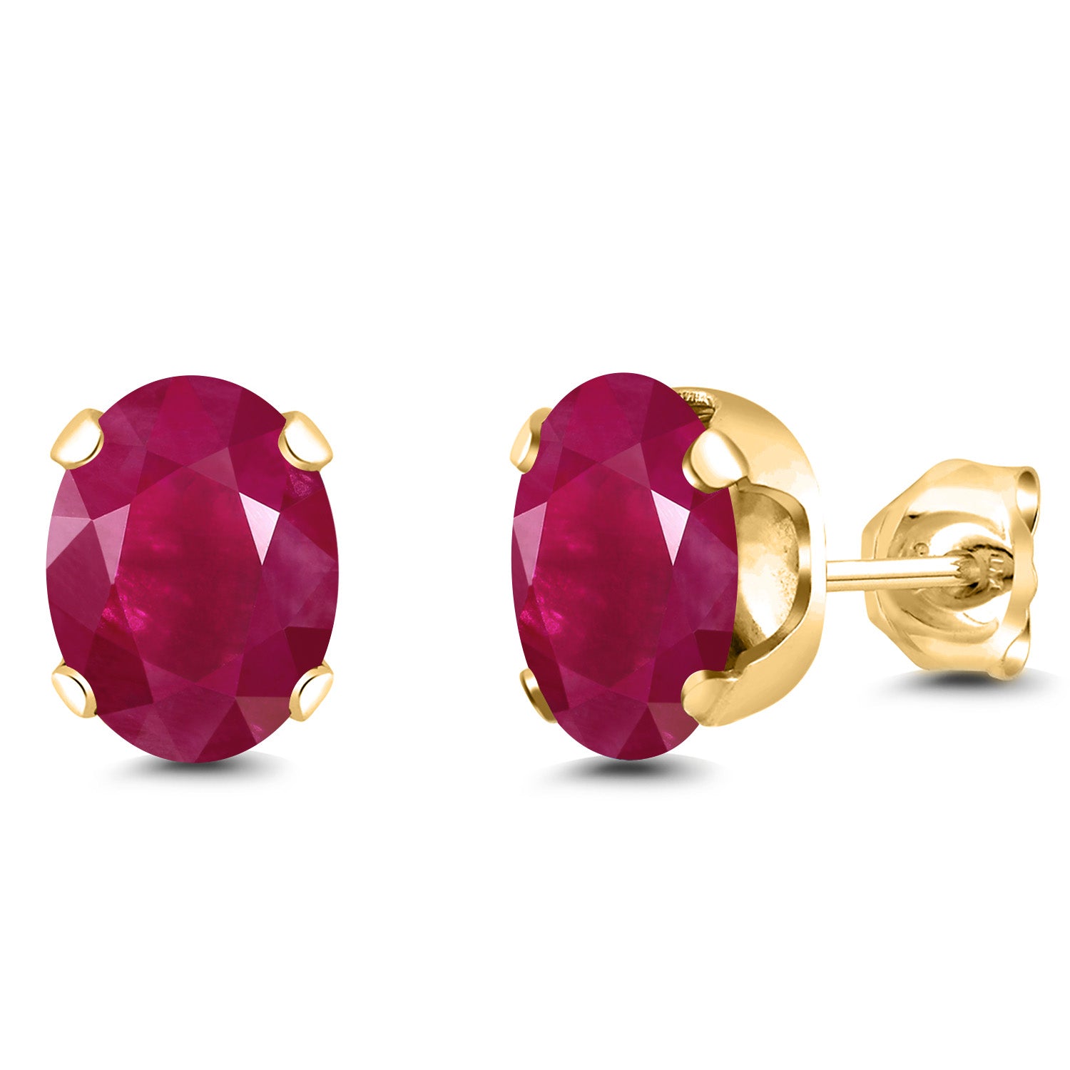 Ruby - July_Earrings in 925 Yellow Gold Plated Silver