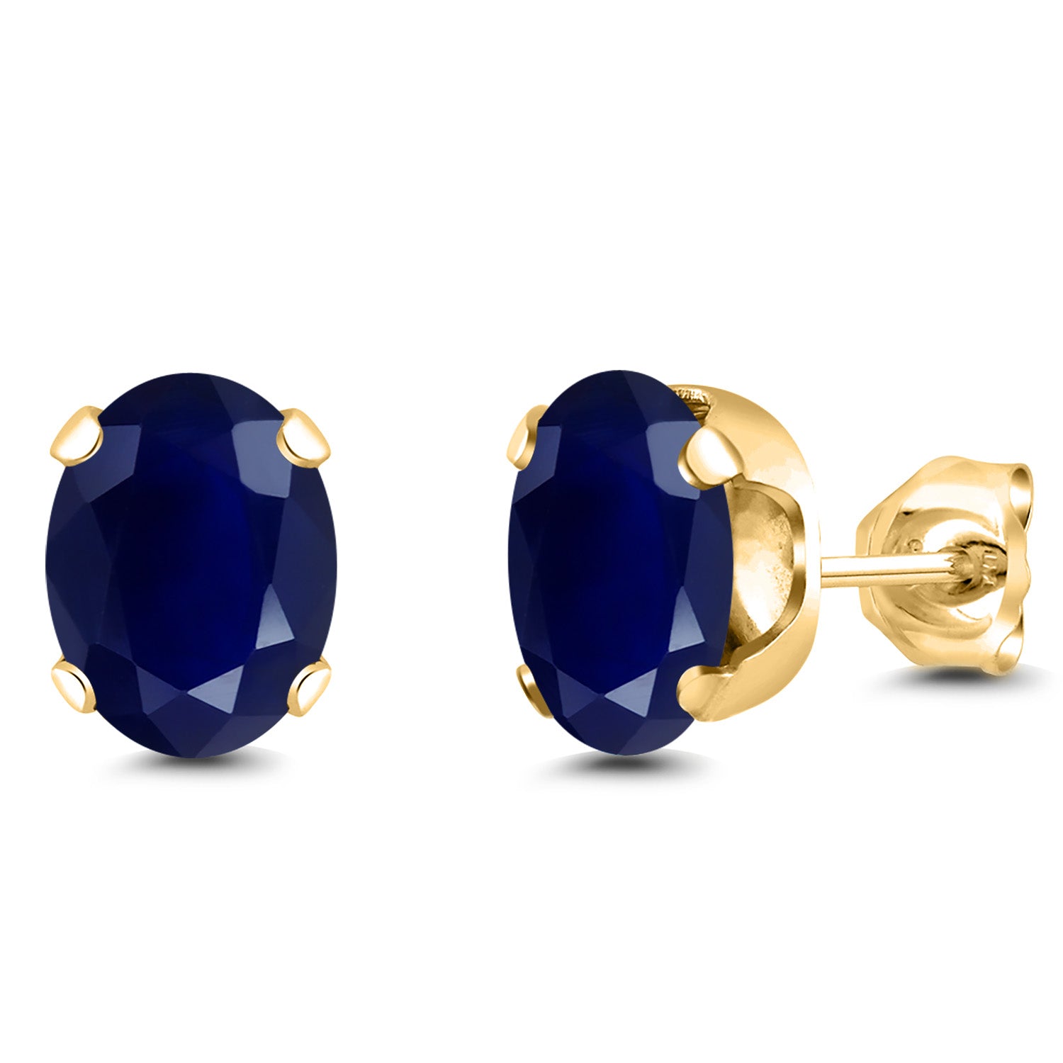 Blue Sapphire - September_Earrings in 925 Yellow Gold Plated Silver