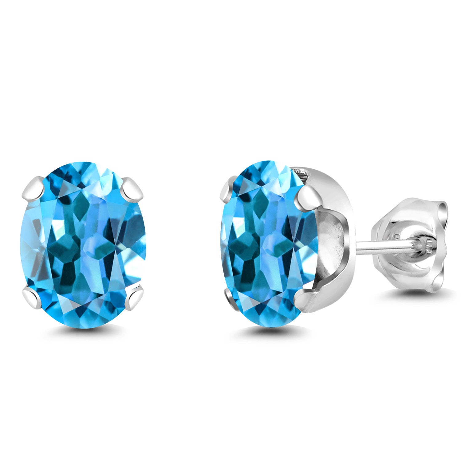 Swiss Blue Topaz - November_Earrings in 925 Sterling Silver